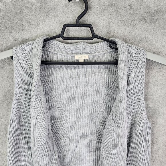 Womens Gray Talbots Petite Cable Knit Open Front Cardigan Vest Sweater Size SP - Picture 4 of 10